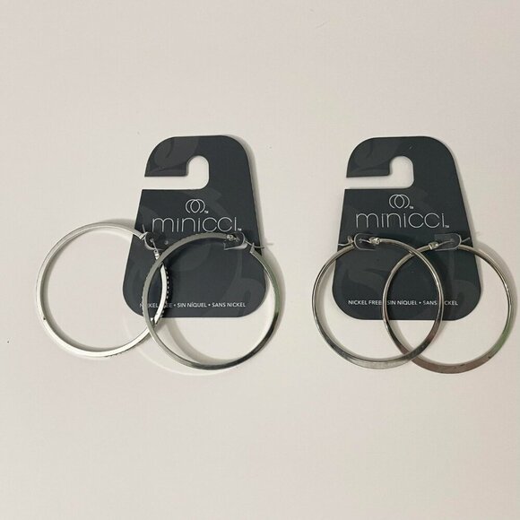 Minicci Silver Tone Hoop Earrings Lot of 2 - Picture 3 of 16